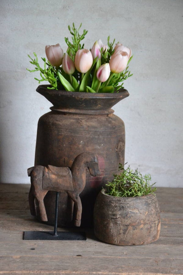Originele oude houten Nepalese pot / kruik