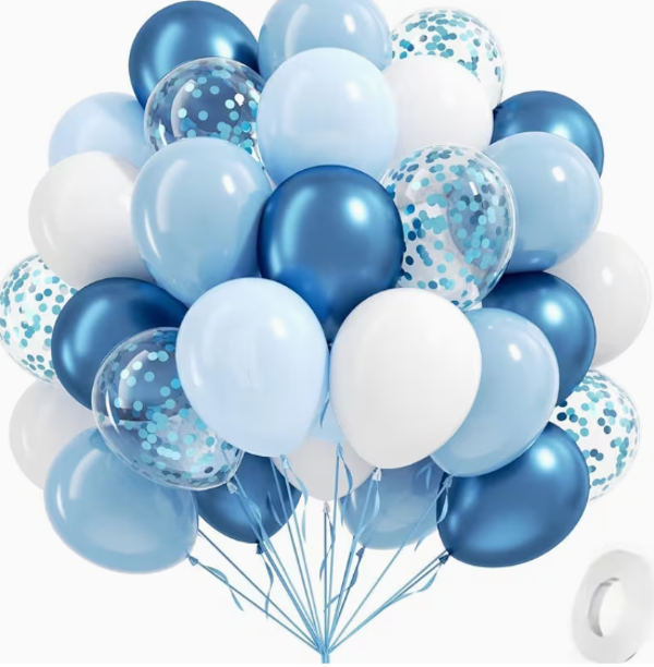 Ballons bleu et blanc