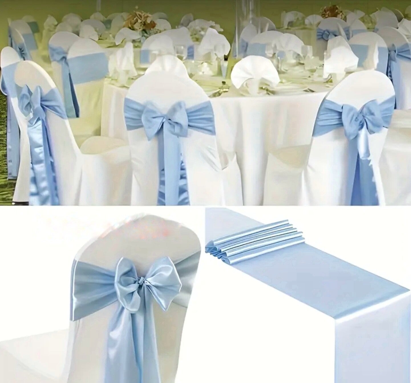 Noeud en satin bleu ciel
