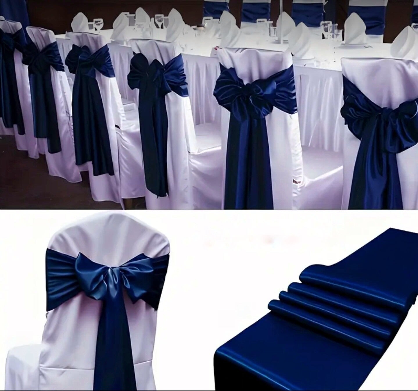 Noeud en satin bleu profond