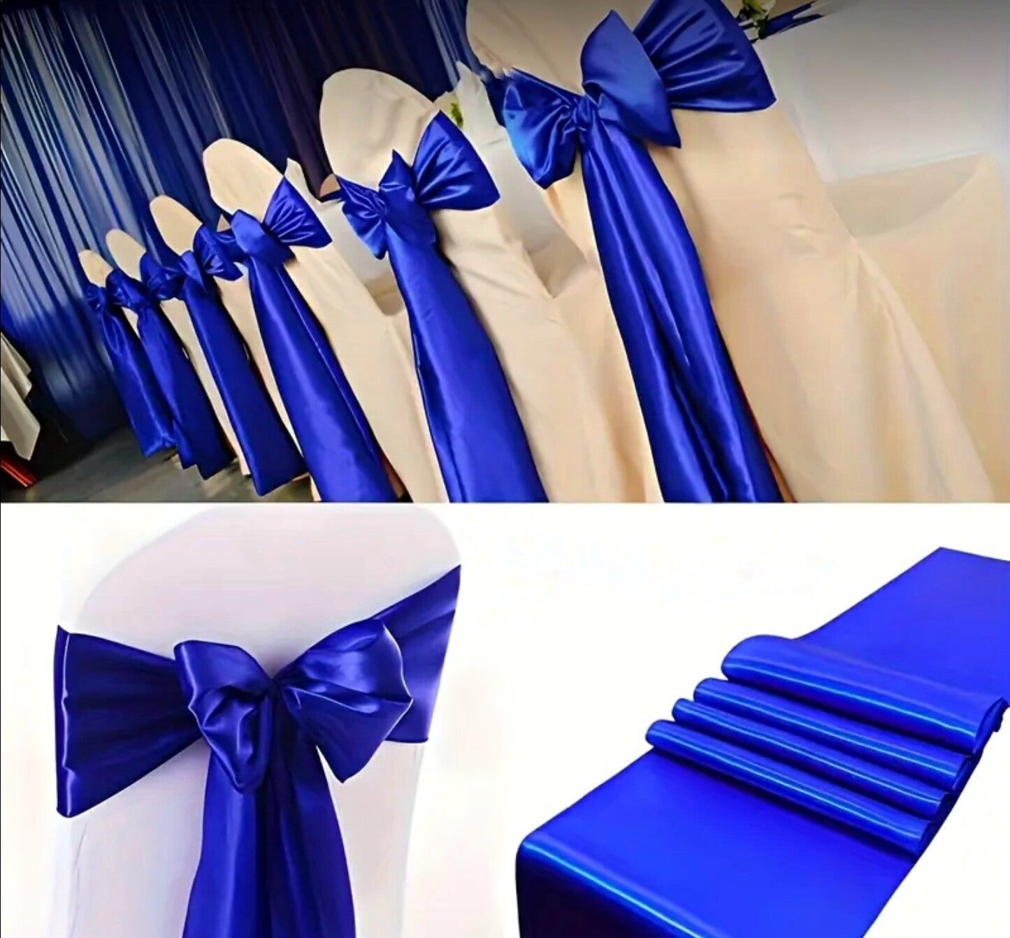 Noeud en satin bleu royal
