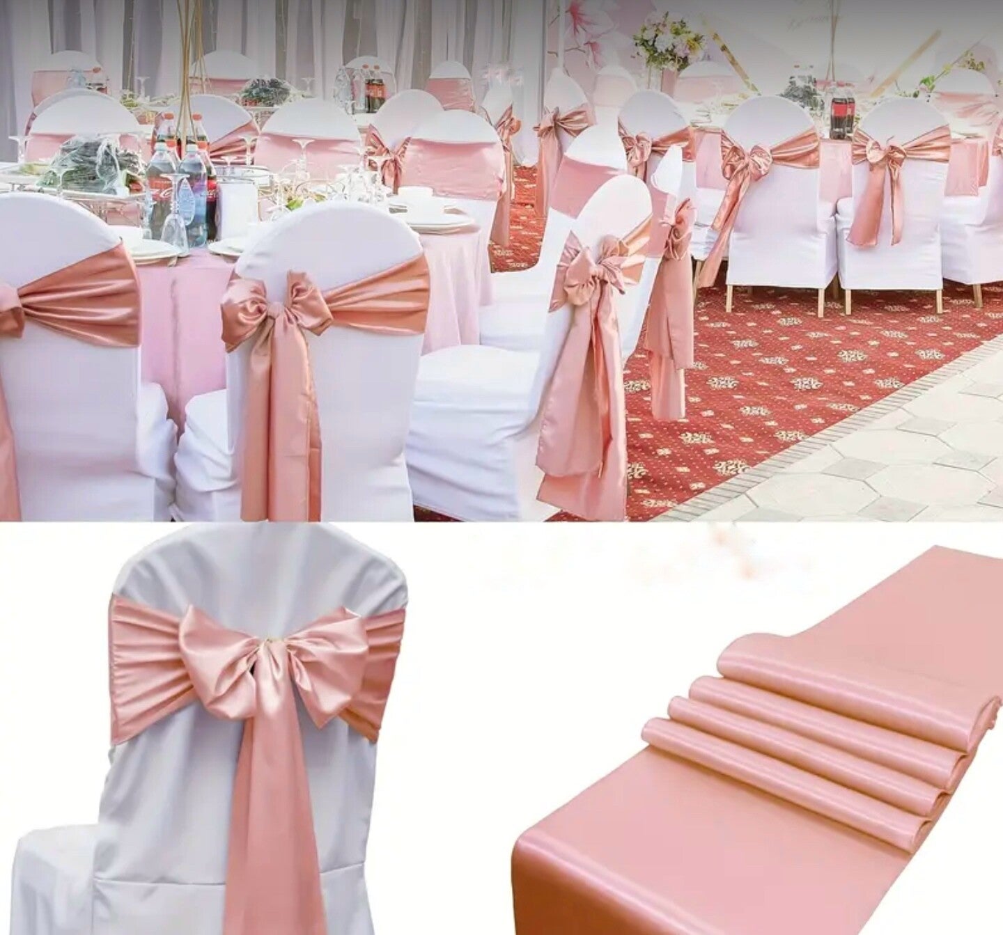 Noeud en satin rose doré
