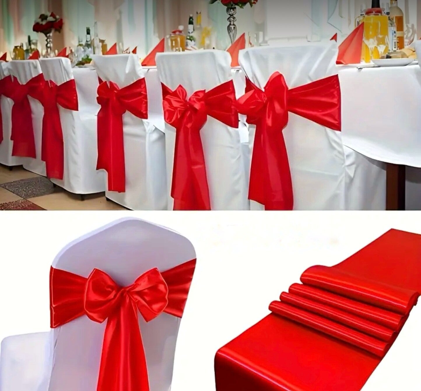 Noeud en satin rouge vif