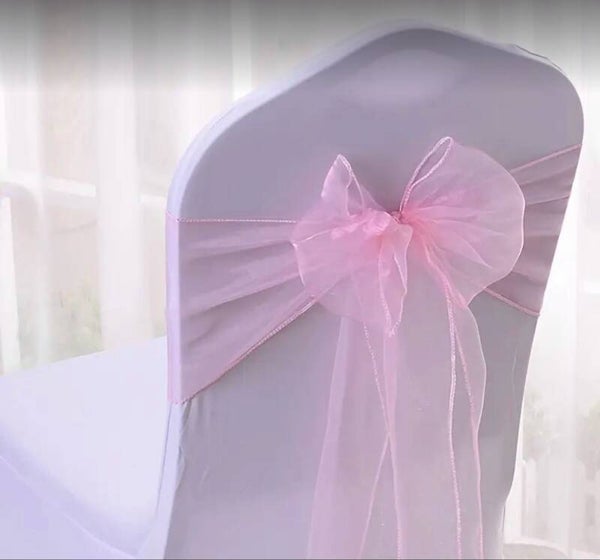 Noeud en organza rose clair