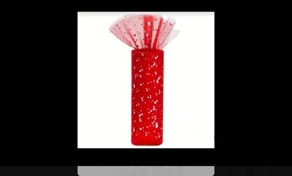 Tulle paillettes rouge