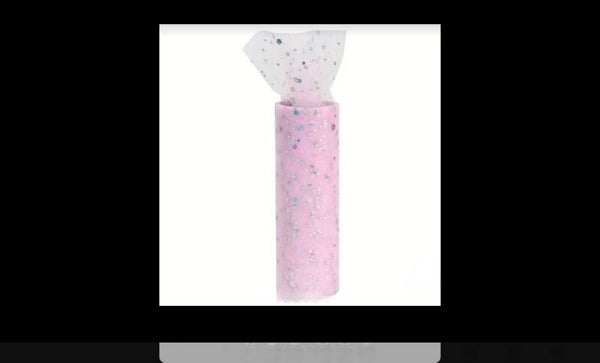 Tulle paillettes rose clair