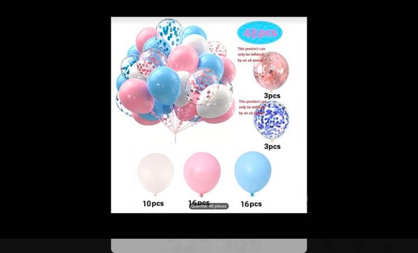 Ballons bleu, rose et blanc