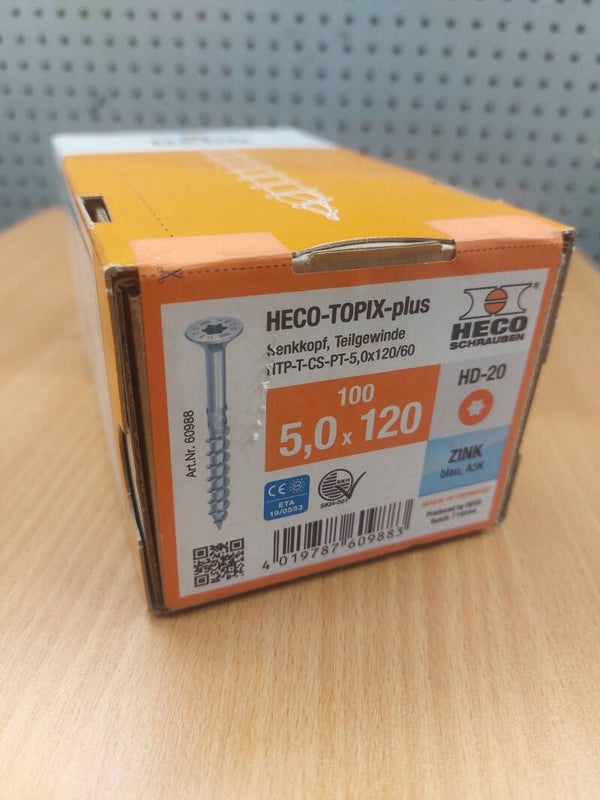 Heco-Topix-Plus schroeven 5.0x120mm Torx (100 stuks)