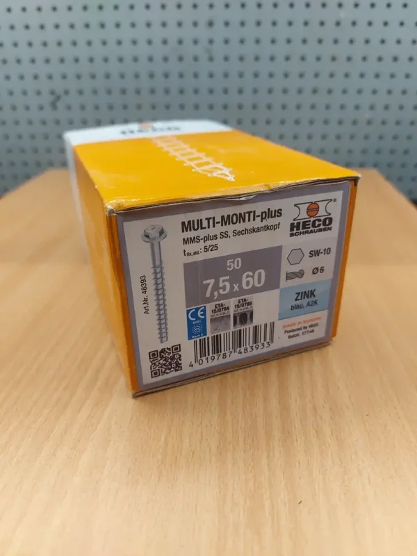 Heco Multi-Monti-plus SS 7,5x60 mm zeskantkop – 50 stuks