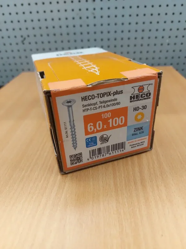 Heco Topix-Plus schroeven 6x100 mm Torx T30 – 100 stuks