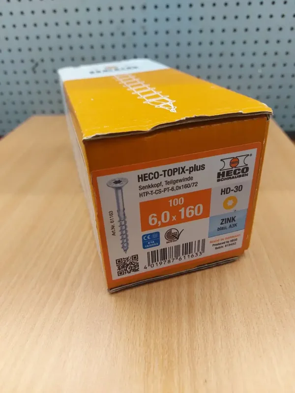HECO TOPIX-plus schroeven 6x160 mm Torx T30 – 100 stuks
