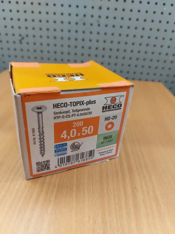Heco Topix-plus RVS A2 schroeven 4x50 mm Torx T20 – 200 stuks