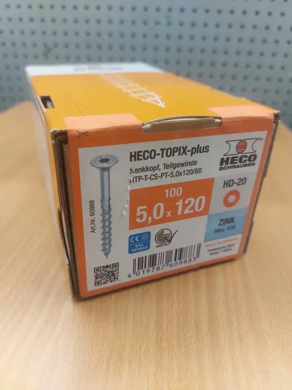 Heco Topix-plus schroeven 5x120 mm Torx  T20 – 100 stuks
