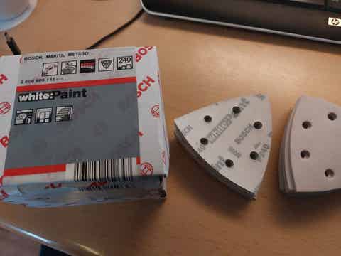 bosch schuurschijven delta 93x93 white(paint) korrel 240, doos 50 stuks