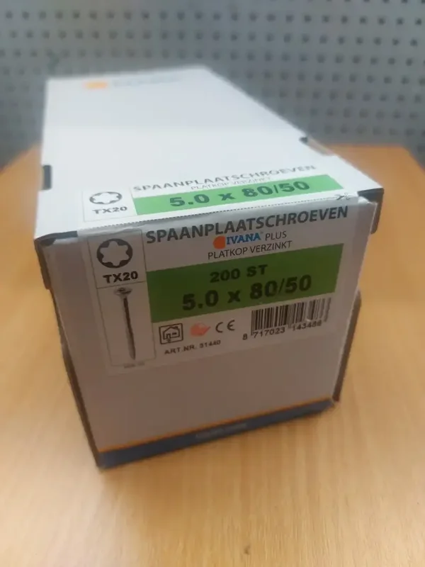 Ivana spaanplaatschroeven 5x80 T20 200 stuks
