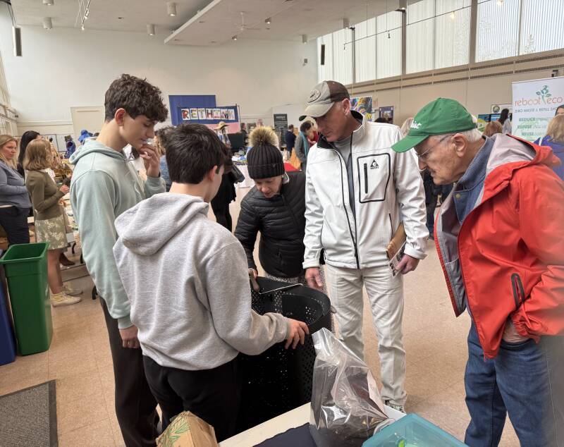 Sebastien Fahimi and Noah Chass explaining our composting process at the Greenwich Waste Fair April 2025