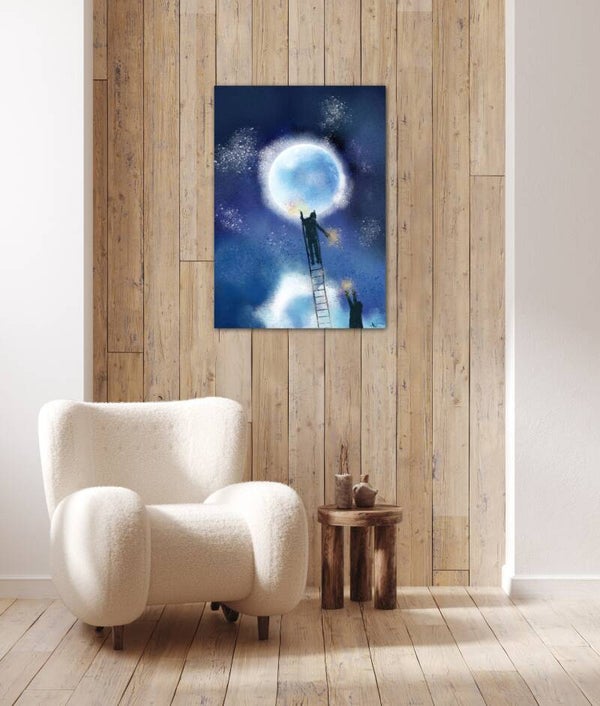 Climbing to the moon Prent A4