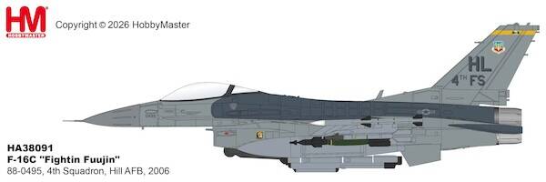 Hobby Master HA38091 | General Dynamics F-16C USAF "Fightin Fuujin" 88-0495, 4th Squadron, Hill AFB, 2006
