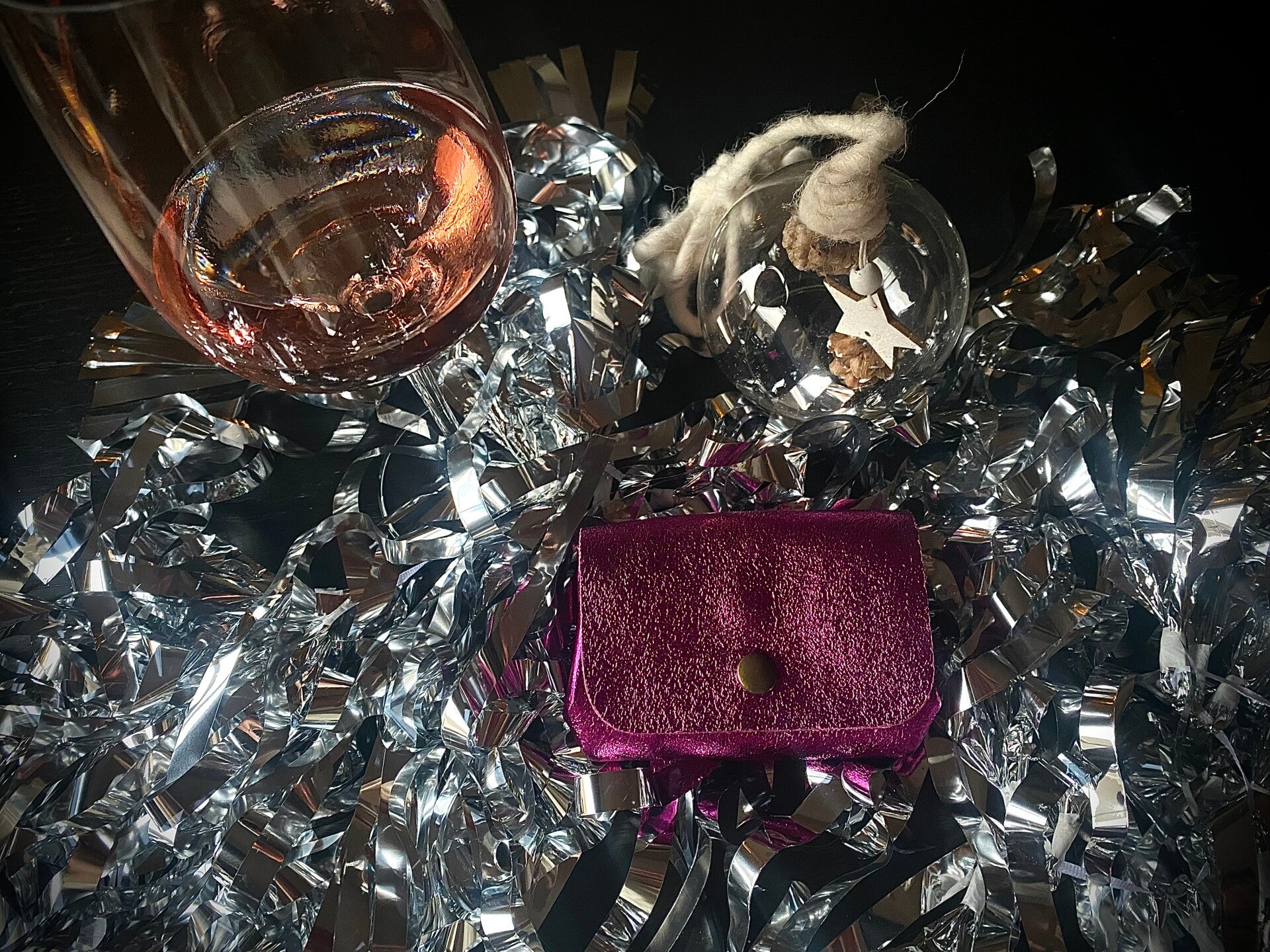 Mini wallet metallic met drukknoop