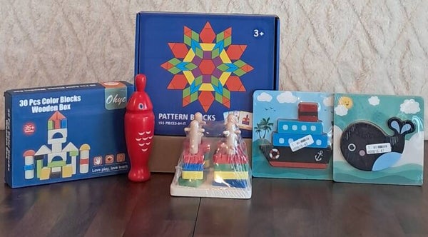 Boy's wooden educational toddler box