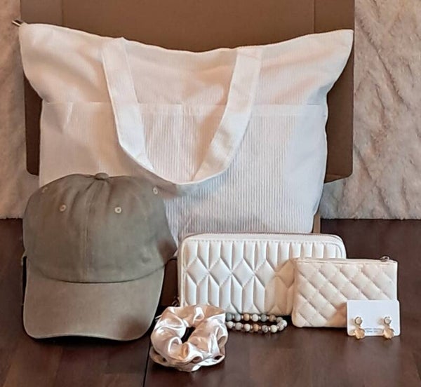 Women's tote purse and wallet box.