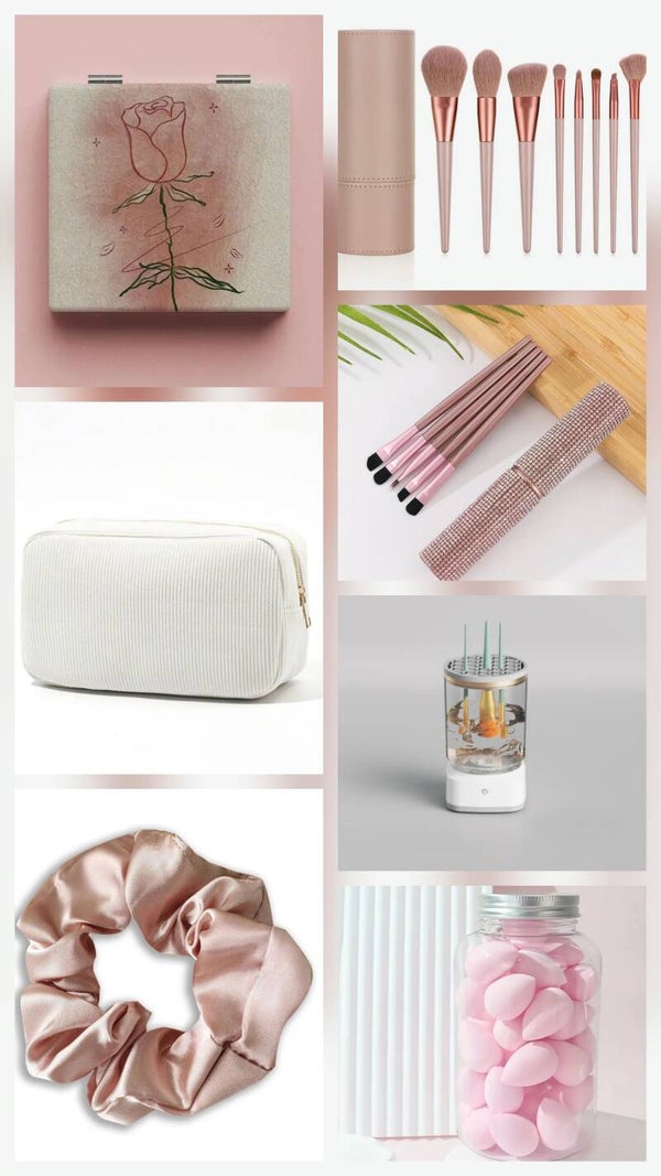 The white makeup bag and brush cleaner box