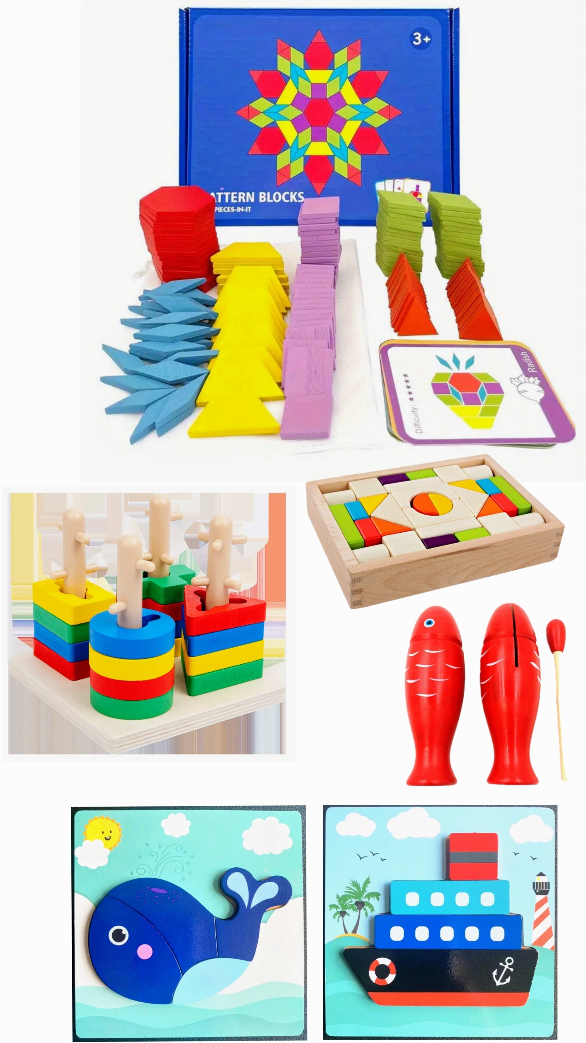 Boy's Ages 3-6 Wooden Educational Toddler Box