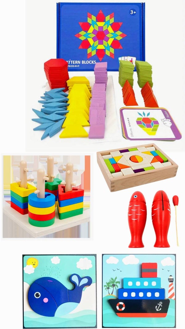 Boy's Ages 3-6 Wooden Educational Toddler Box