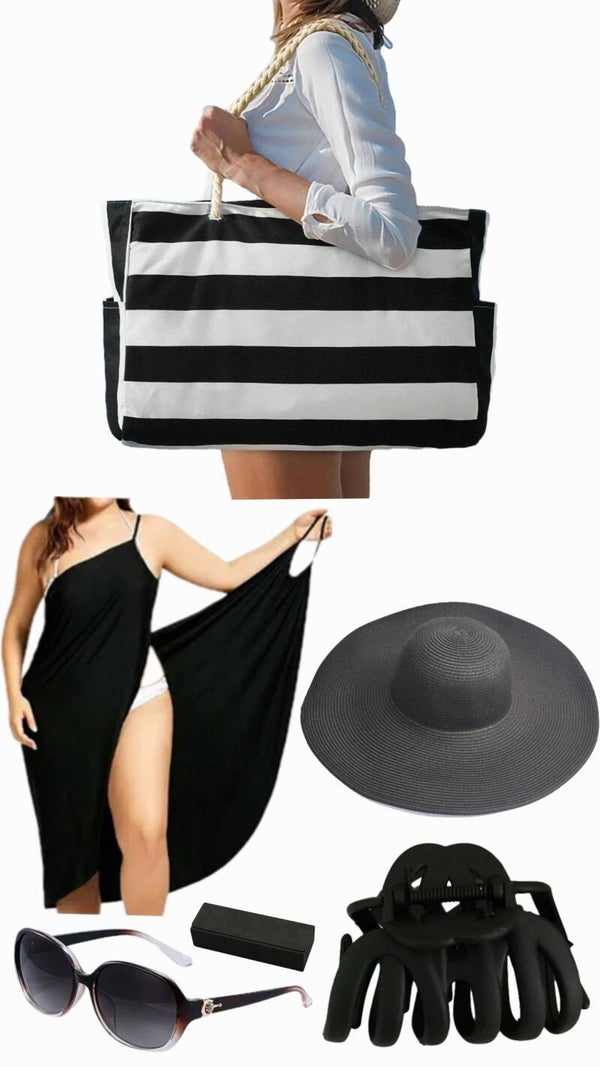 Women's X-Large Black Cabana Style Poolside/Beach Bag Box