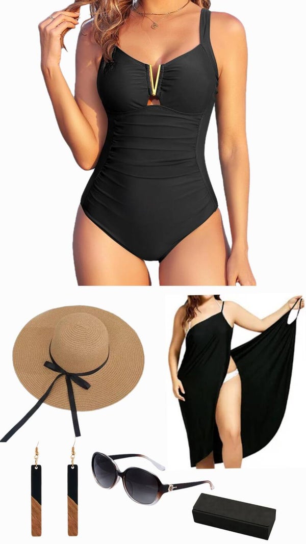 Women's Black One-Piece Swimsuit Box