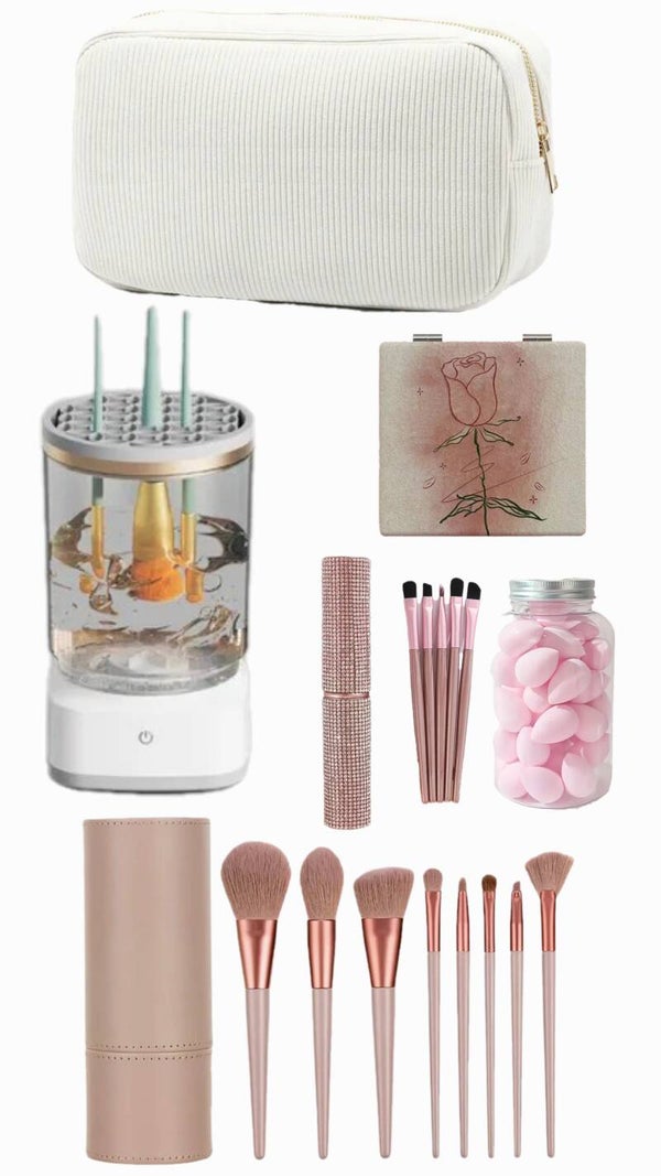 White Makeup Bag Brush Cleaner Box