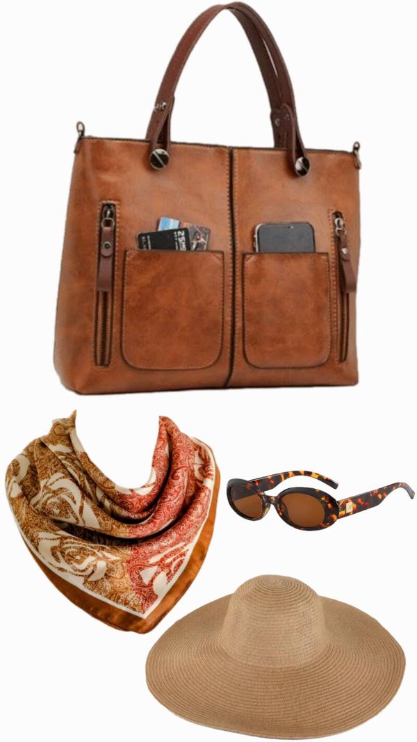 Brown Vintage-Style Tote & Shoulder Bag Box