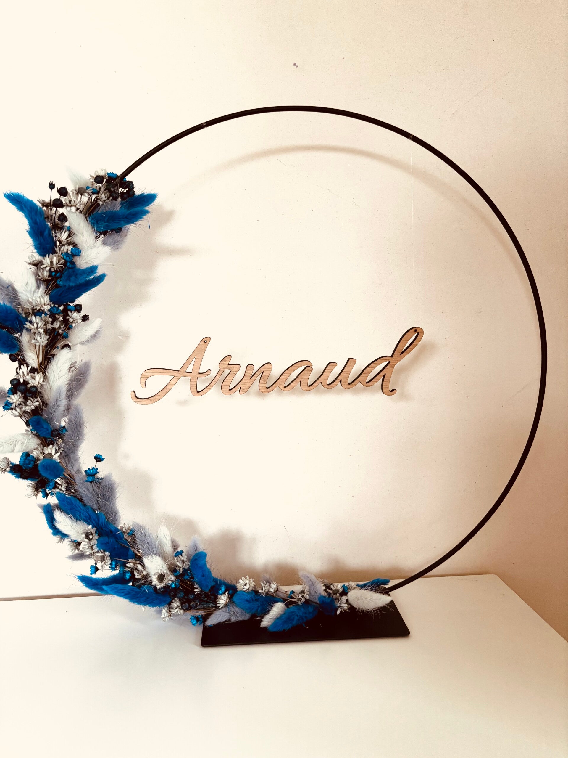 Droogbloemenkrans met naam