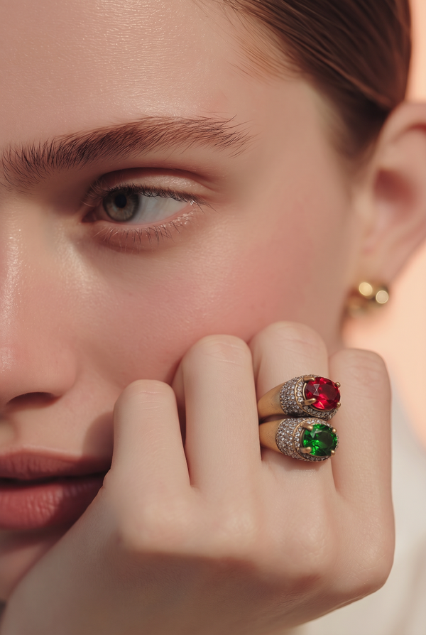 Bague doré cristal