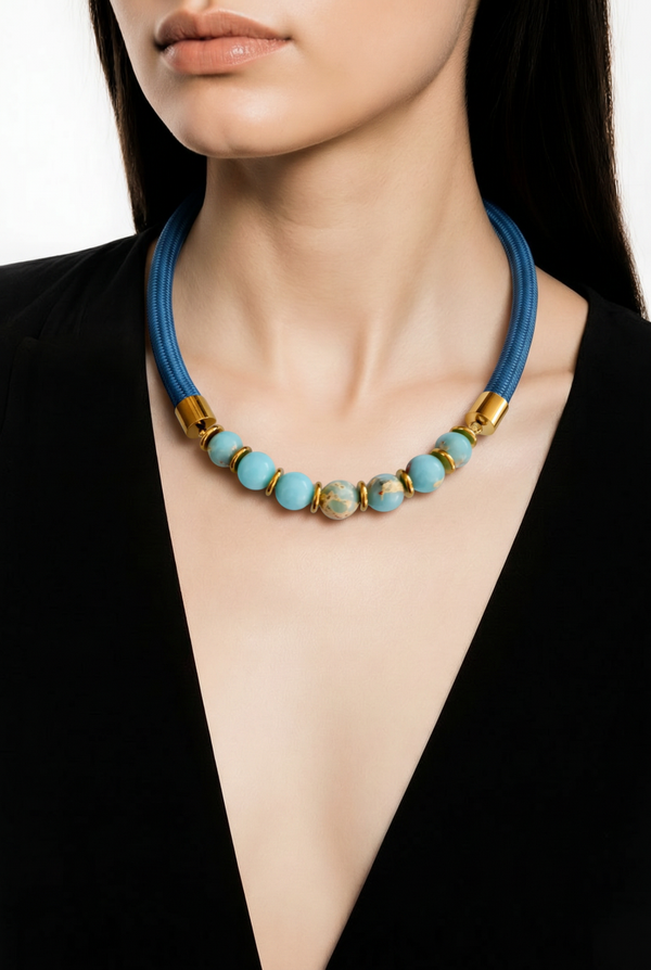 Collier 749 cordon et Turquoise véritable