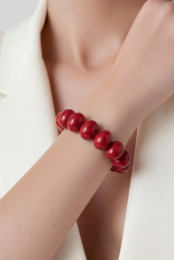 Bracelet pierre véritable jasper red