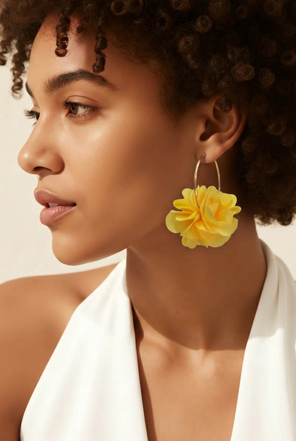 B.O CRÉOLES FLEURS EN SOIE