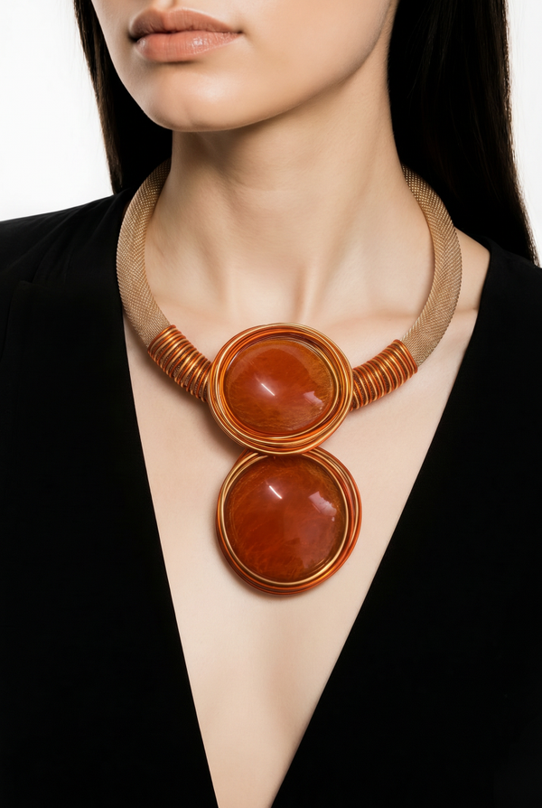 Collier double cabochon terracora