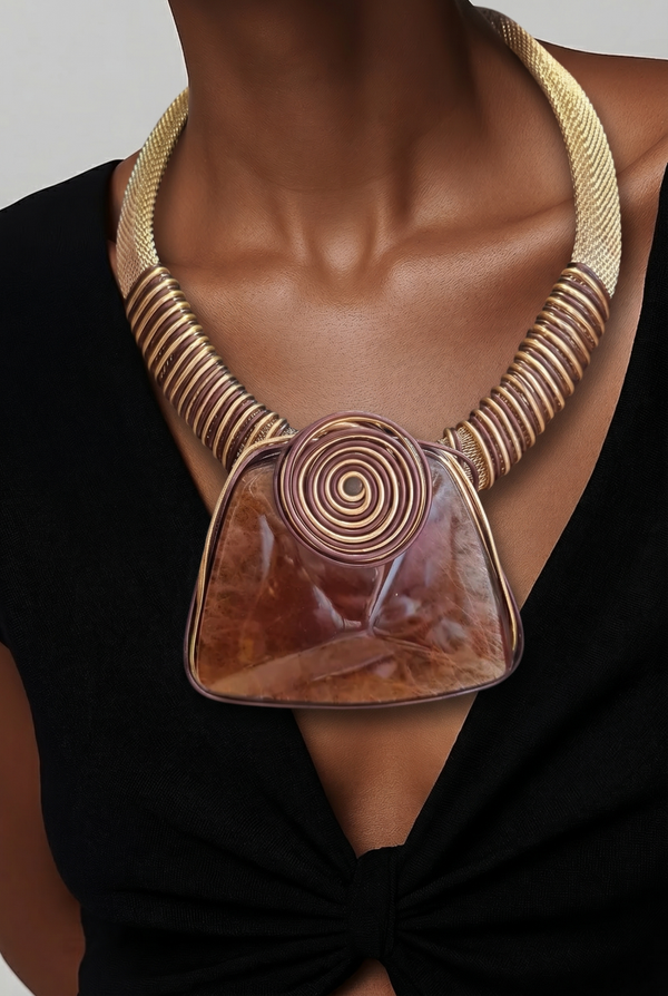 Collier 832 cabochon choco