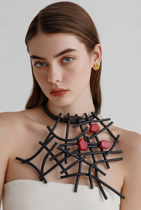 Collier silicone et bois
