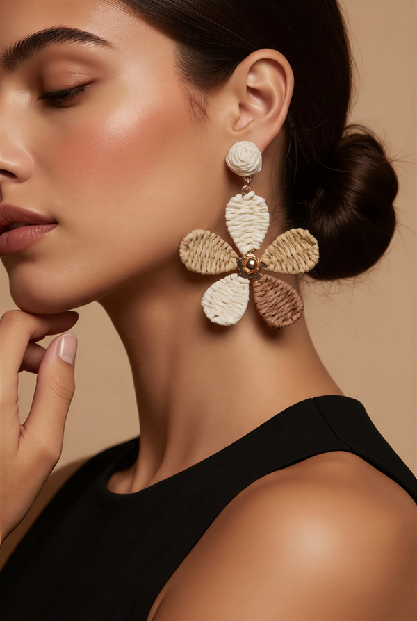 B.O 4 pendante fleurs en lin