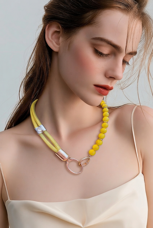Collier 807 cordon et pierres naturelles