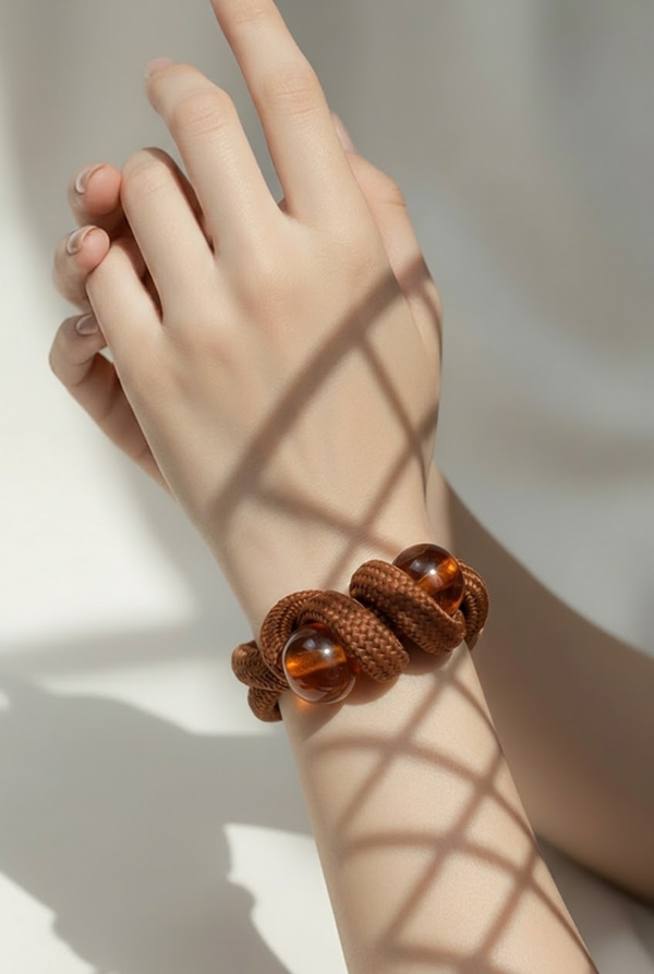 Bracelet cordon camel perles synthétique