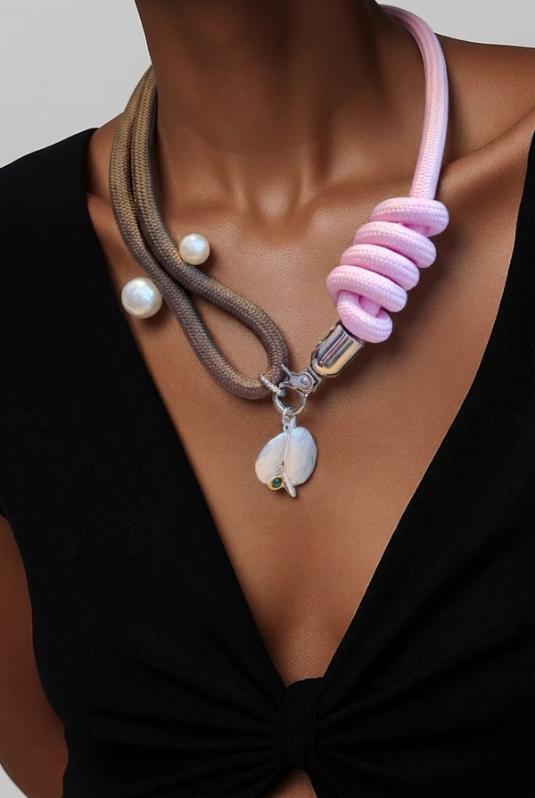 Collier 828 bicolore choco rose