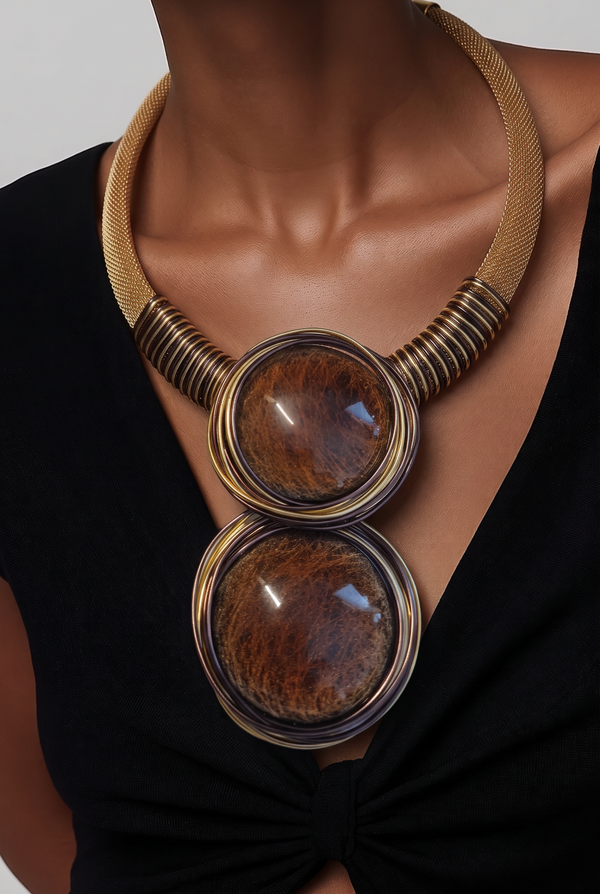 Collier 834 cabochon choco