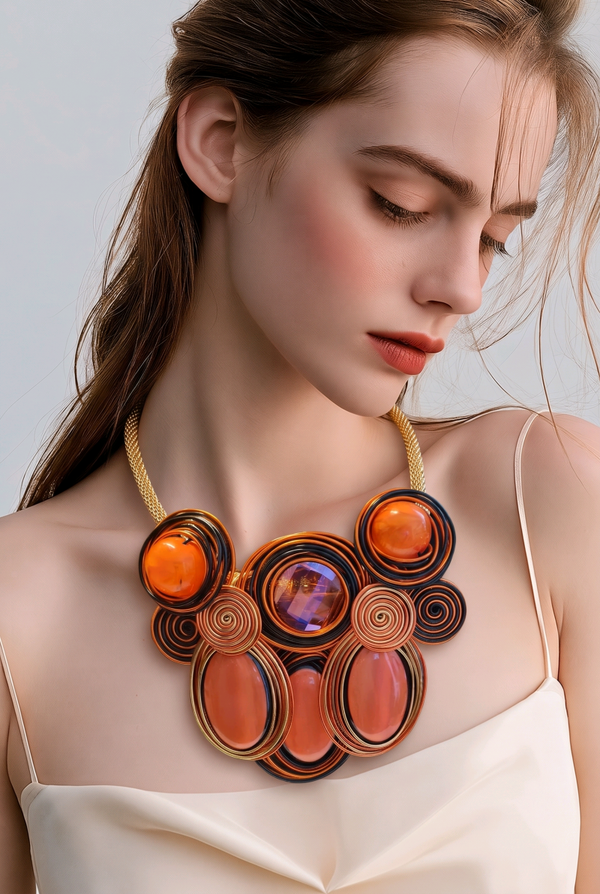 Collier 835 pâte de verre fils d'aluminium