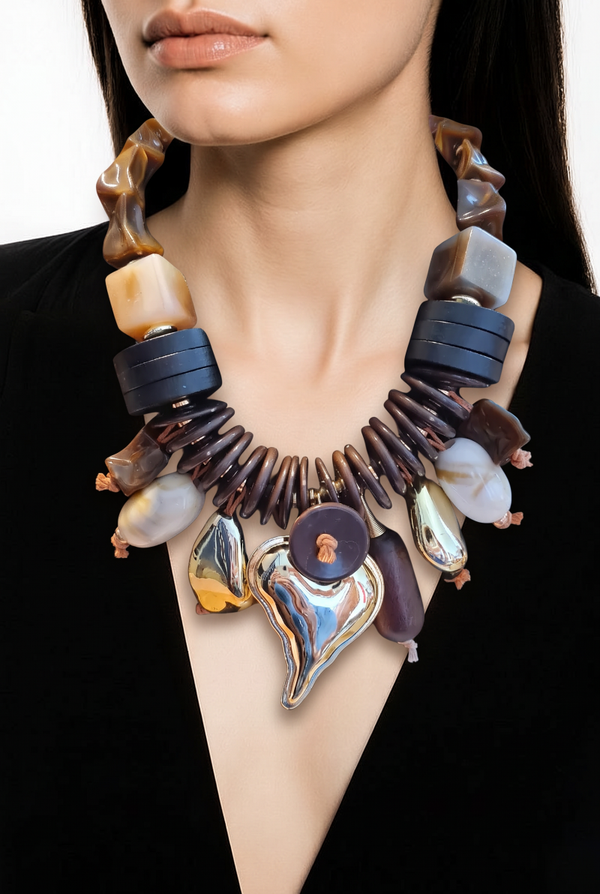 Collier 842 bois et synthétique