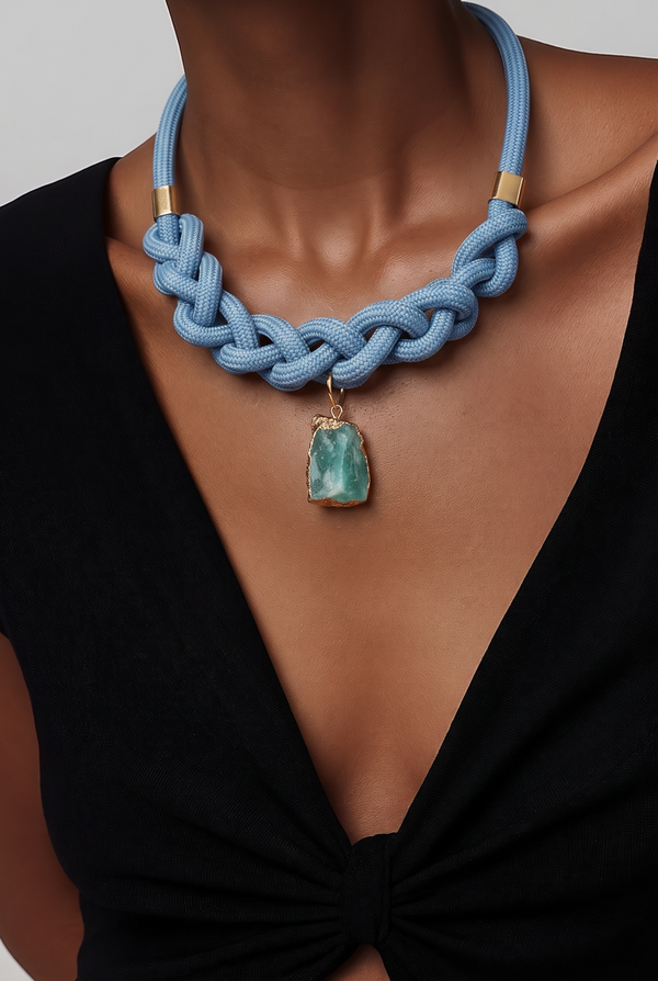 Collier 855 cordon bleu pierre naturelle véritable Jade