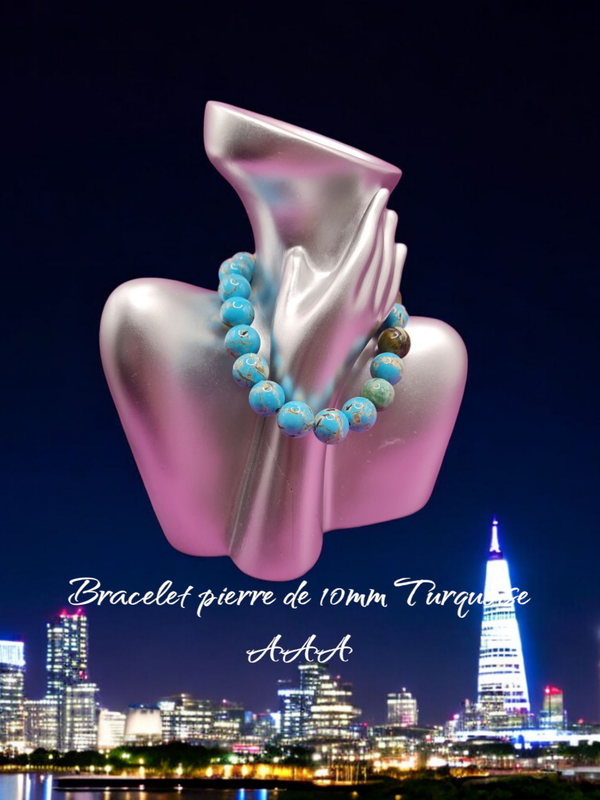 Bracelet 216 pierre 10mm Turquoise AAA