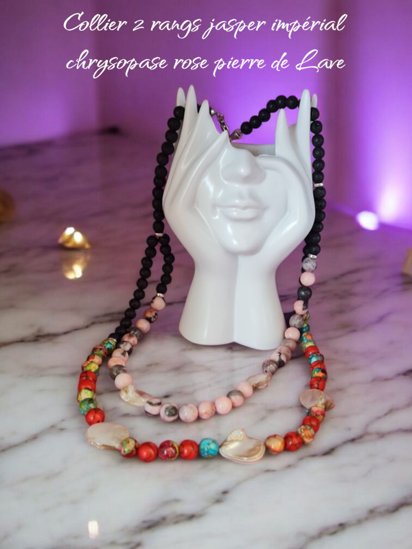 Collier 242 double rang jasper impérial